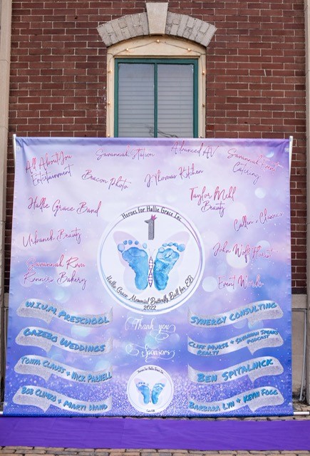 A banner with signatures from different people